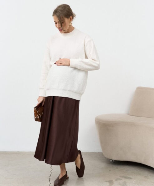 Шоколадная атласная юбка Kate