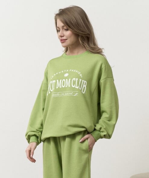 Лаймовый свитшот для будущих и кормящих мам Hot Mom - S