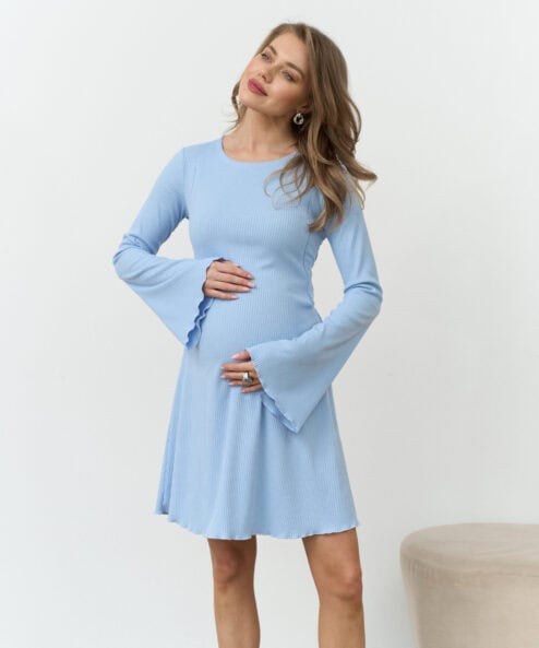 Голубое мини-платье для будущих и кормящих мам Erica
