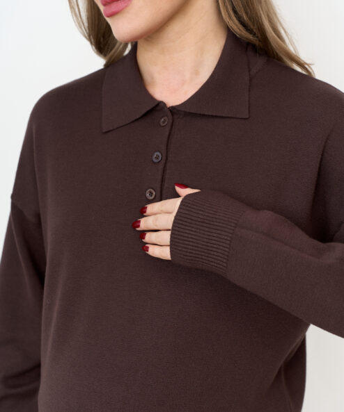 Alternative view of Шоколадное вязаное платье-поло для беременных Nova