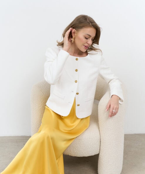 Молочный жакет из ткани-букле Gale