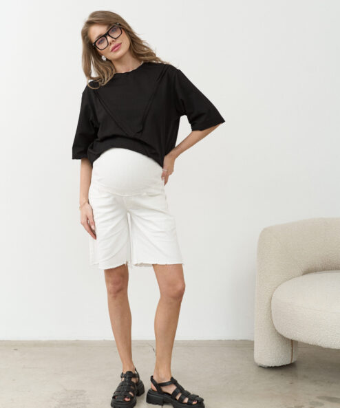 Белые джинсовые шорты для беременных Positano NEW