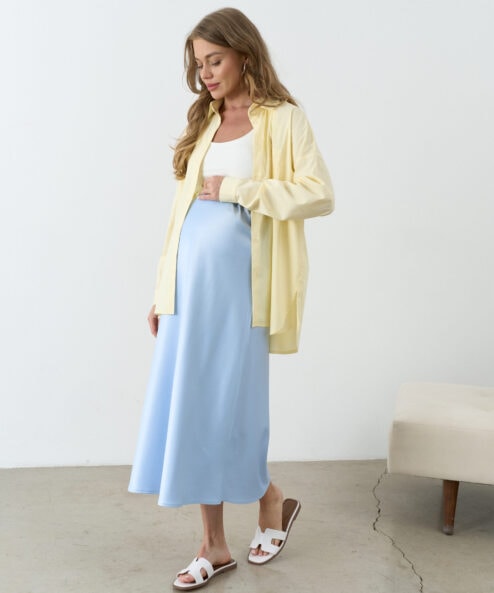 Голубая атласная юбка Kate