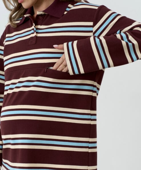 Alternative view of Бордовое поло в полоску для будущих и кормящих мам Tracy