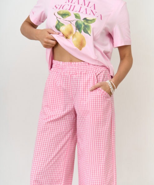 Alternative view of Розовые брюки в клетку для кормящих мам Siesta