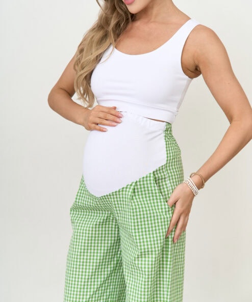 Alternative view of Зеленые брюки в клетку для беременных Siesta