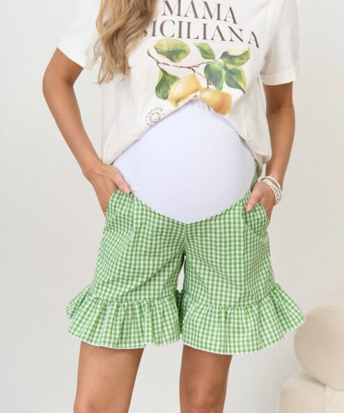 Alternative view of Зеленые шорты в клетку для беременных Siesta