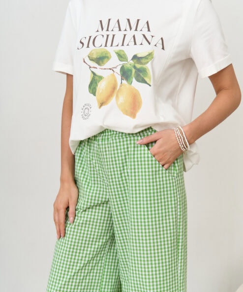 Alternative view of Зеленые брюки в клетку для кормящих мам Siesta