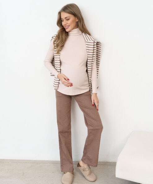 Коричневые джинсы прямого кроя для будущих мам Vitta