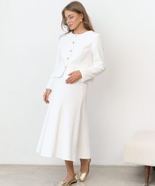 Молочная твидовая юбка Gale