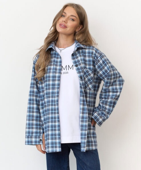 Голубая фланелевая рубашка в клетку Country