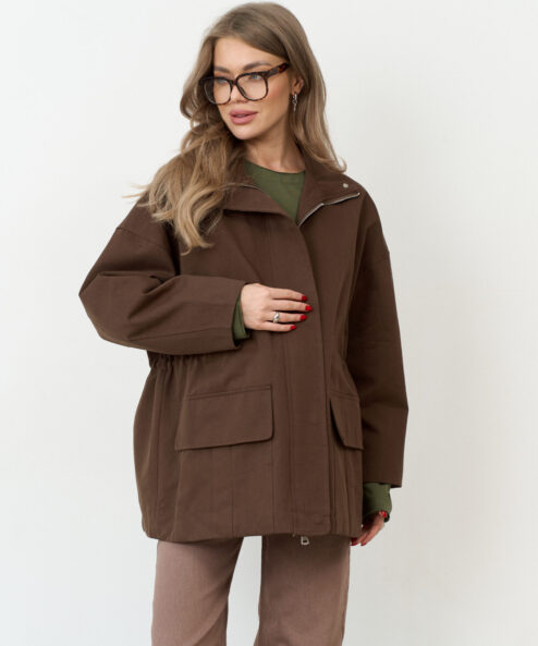 Коричневая куртка-парка для будущих и кормящих мам Rain