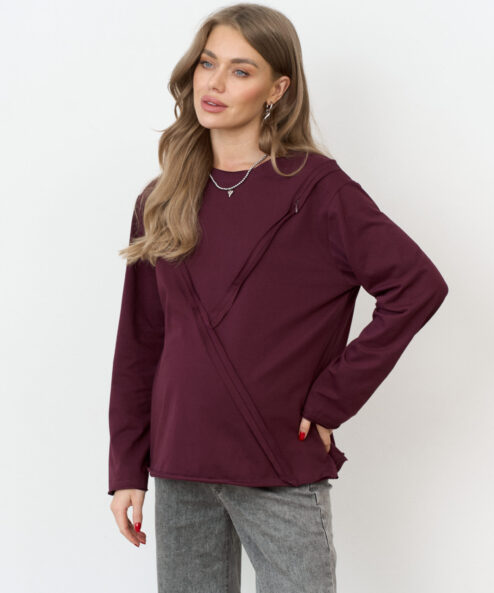 Сливовый лонгслив для будущих и кормящих мам Agata