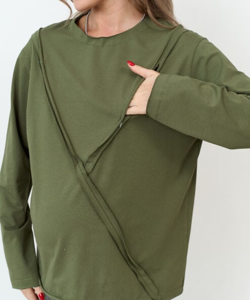 Alternative view of Лонгслив в цвете хаки для будущих и кормящих мам Agata