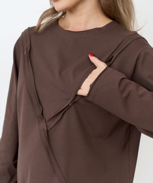 Alternative view of Шоколадный лонгслив для будущих и кормящих мам Agata