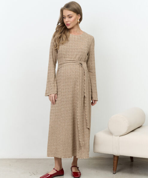 Бежевое платье для будущих и кормящих мам Malta Warm