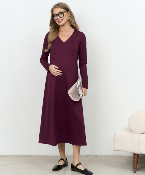 Сливовое платье для будущих и кормящих мам Azalia