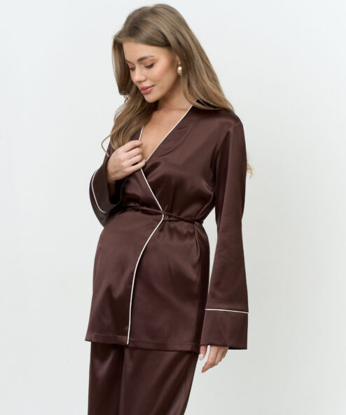 Шоколадный атласный жакет Jecky