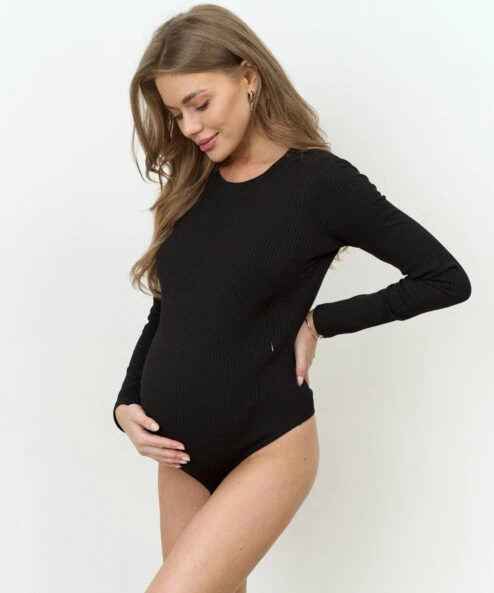 Черное боди для будущих и кормящих мам She