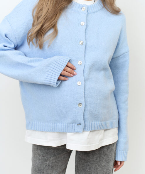 Alternative view of Голубой шерстяной кардиган на пуговицах Viola