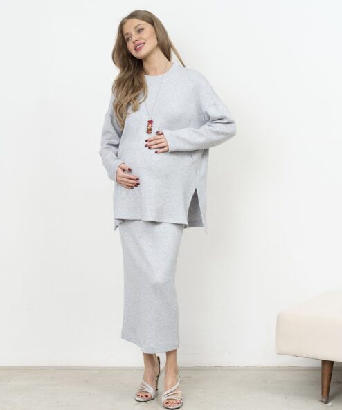 Серо-голубая теплая юбка Trendy на невысокий рост