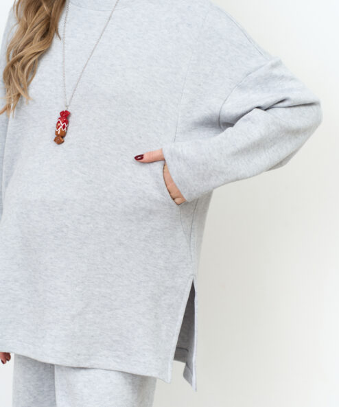 Alternative view of Серо-голубой тёплый джемпер Trendy на невысокий рост