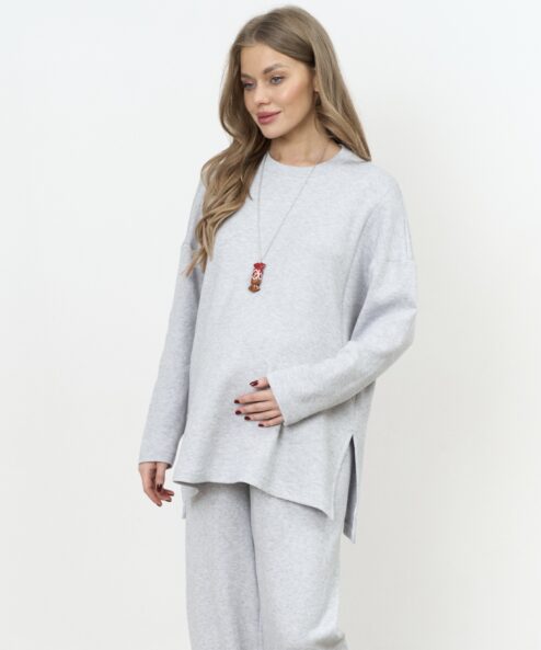 Серо-голубой тёплый джемпер Trendy на невысокий рост