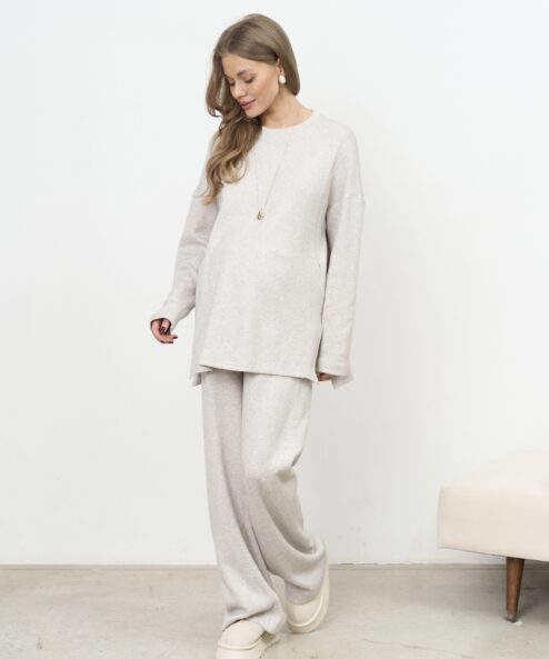 Серо-бежевые теплые брюки Trendy на невысокий рост