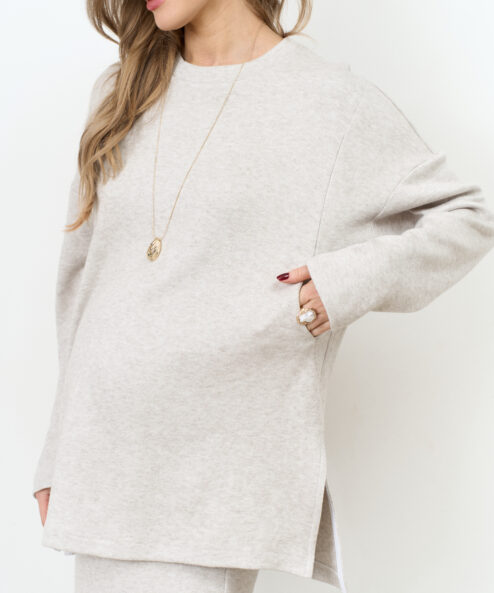 Alternative view of Серо-бежевый тёплый джемпер Trendy на невысокий рост