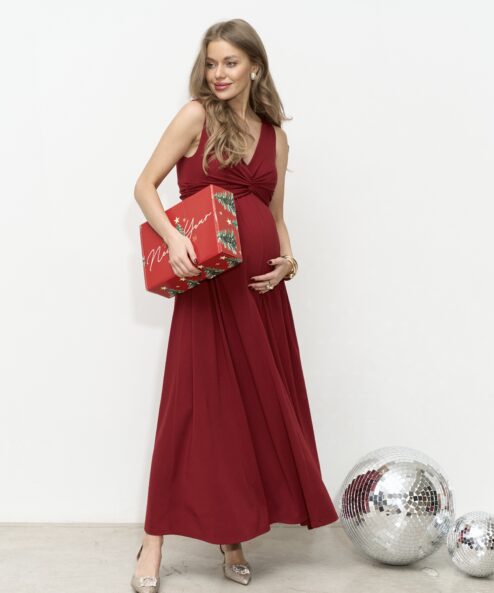 Бордовое макси платье для будущих мам Dream