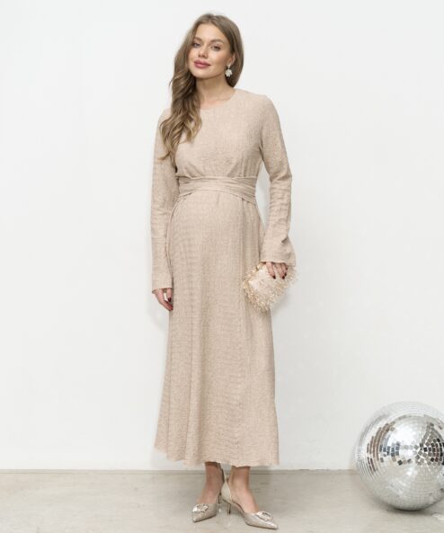 Бежевое платье для будущих и кормящих мам Malta Fest