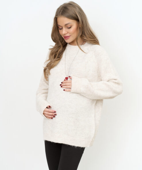 Молочный удлиненный джемпер Fluffy
