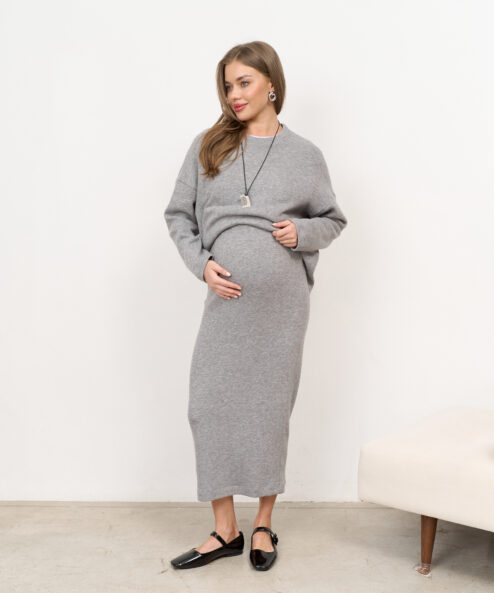 Alternative view of Темно-серая теплая юбка для будущих и кормящих мам Trendy