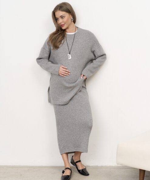 Темно-серая теплая юбка для будущих и кормящих мам Trendy