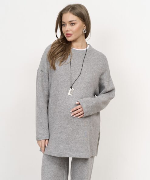 Темно-серый теплый джемпер для будущих и кормящих мам Trendy