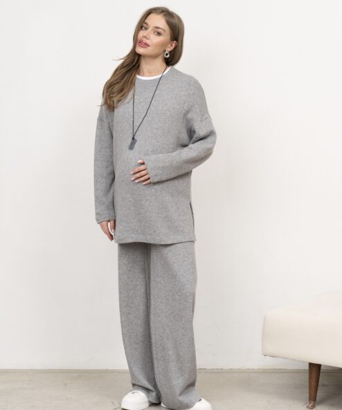 Темно-серые теплые брюки для будущих и кормящих мам Trendy