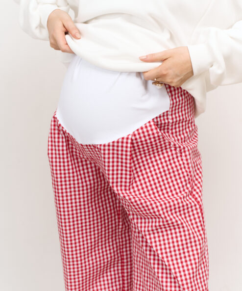Alternative view of Красные брюки в клетку для беременных Siesta