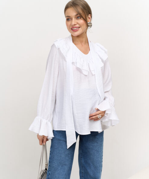 Белая блуза для будущих и кормящих мам Essi