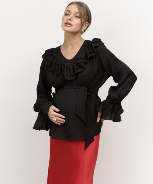 Черная блуза для будущих и кормящих мам Essi