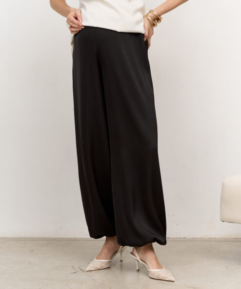 Alternative view of Черные атласные брюки-шаровары Frani