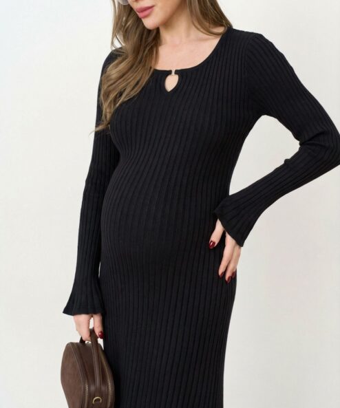 Alternative view of Черное платье в рубчик Raven