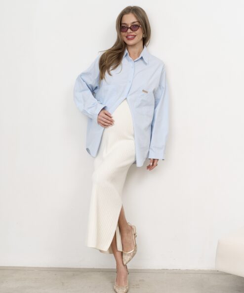 Молочная трикотажная юбка в рубчик Peony