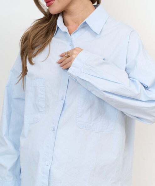 Alternative view of Голубая хлопковая рубашка-оверсайз Willow