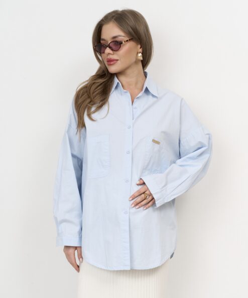 Голубая хлопковая рубашка-оверсайз Willow
