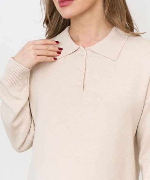 Alternative view of Молочное вязаное платье-поло для беременных Nova