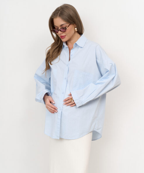 Голубая хлопковая рубашка-оверсайз Willow