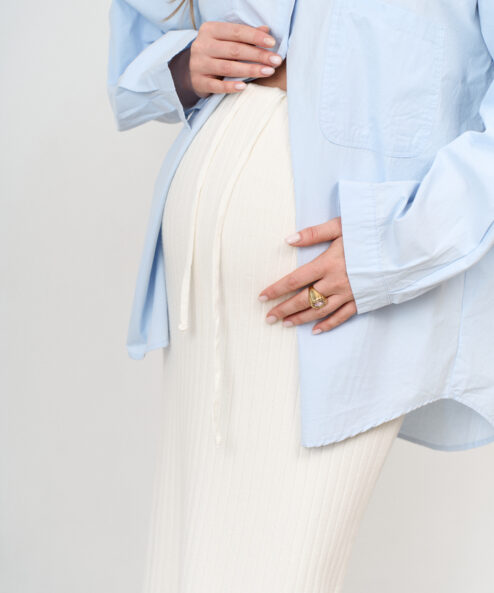 Alternative view of Молочная трикотажная юбка в рубчик Peony