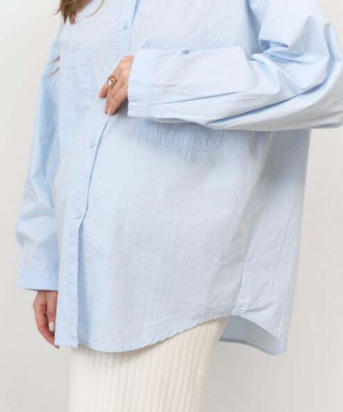 Alternative view of Голубая хлопковая рубашка-оверсайз Willow