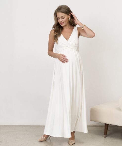 Молочное макси платье для будущих мам Dream