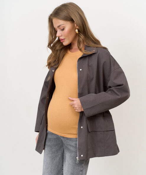 Темно-серая куртка-парка для будущих и кормящих мам Rain